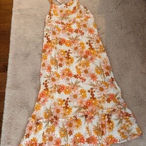 Billabong Floral Kids Coverup Dress - Orange and Yellow